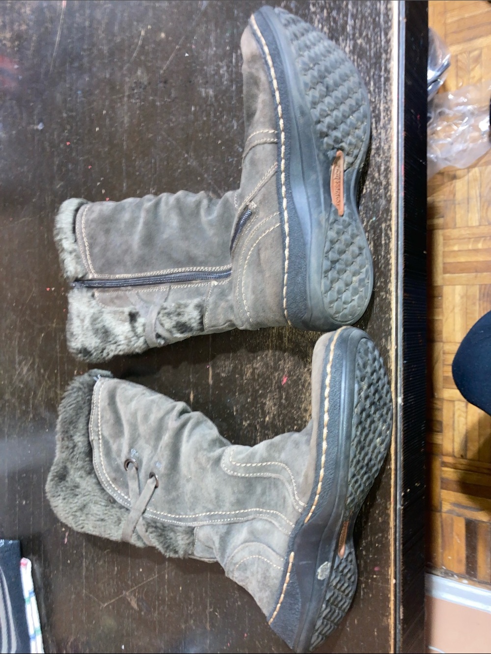 Men's Gray Suede Fleece-Lined Winter Boots